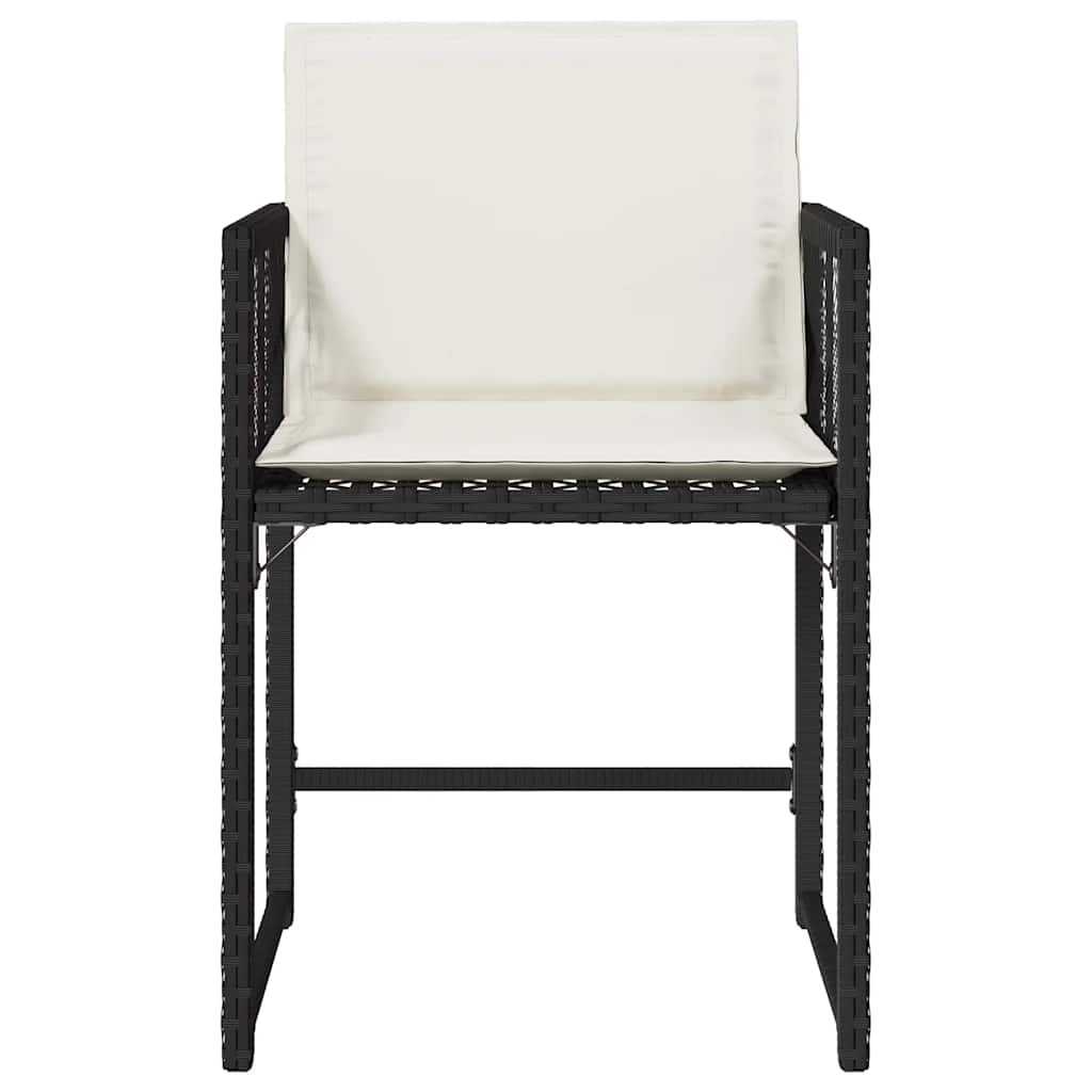 havestole med hynder 4 stk. polyrattan sort