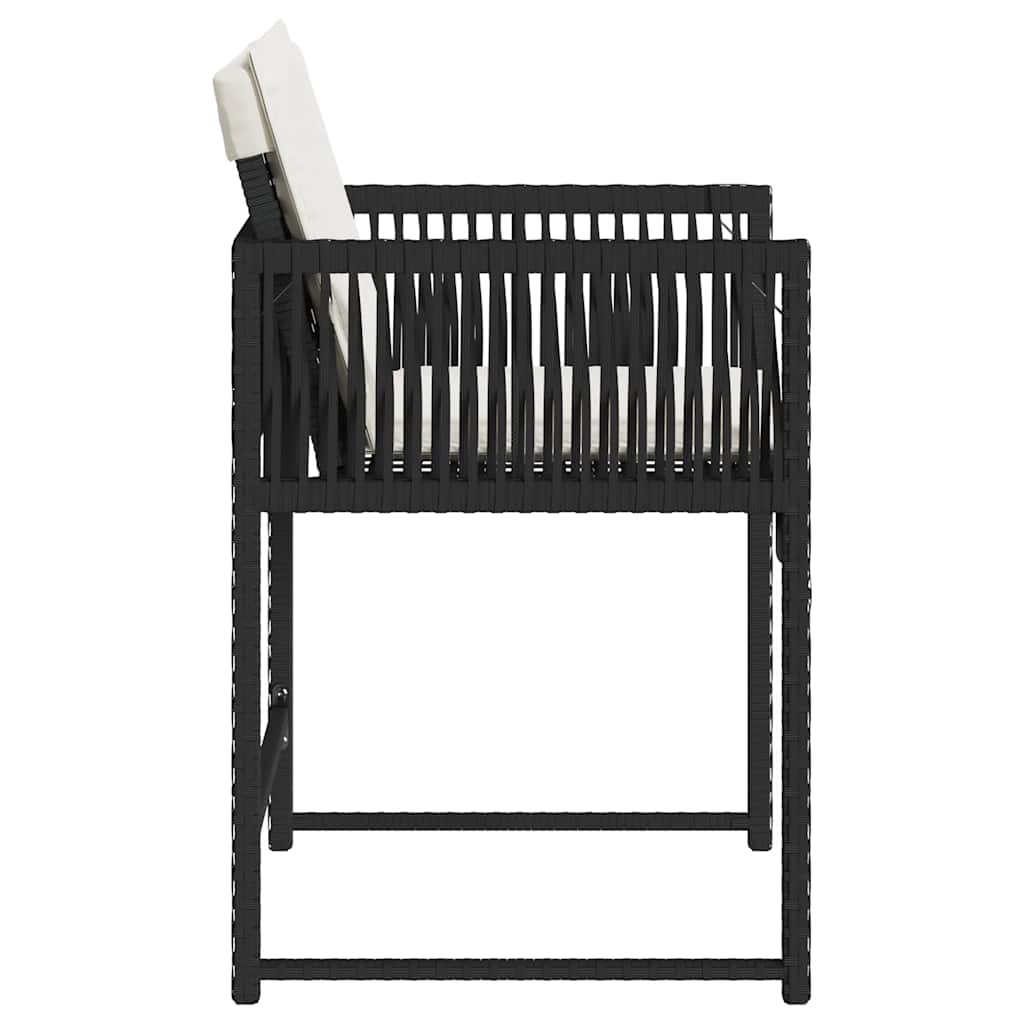 havestole med hynder 4 stk. polyrattan sort