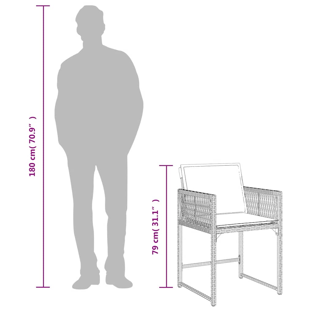 havestole med hynder 4 stk. polyrattan sort