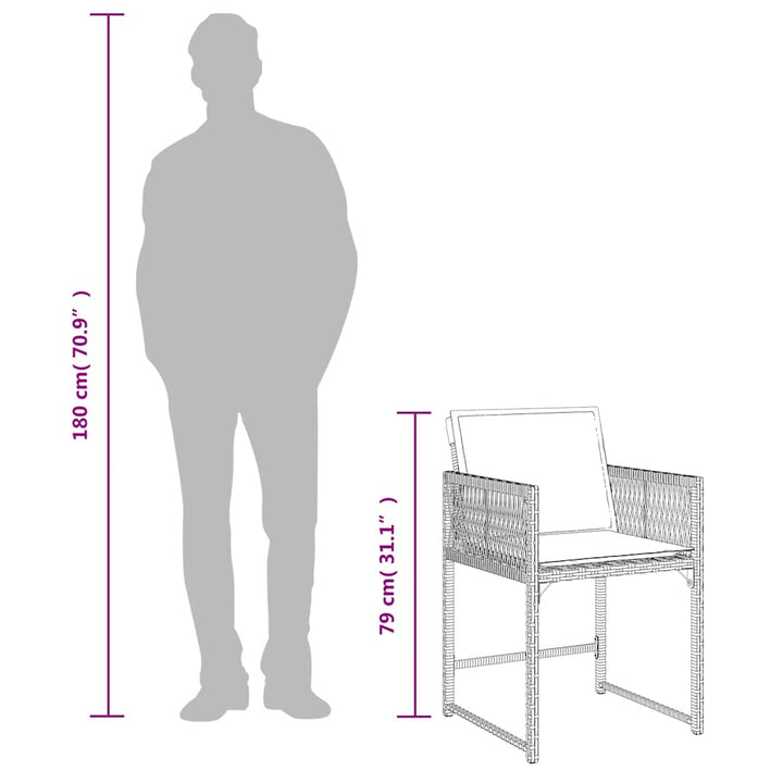 havestole med hynder 4 stk. polyrattan sort