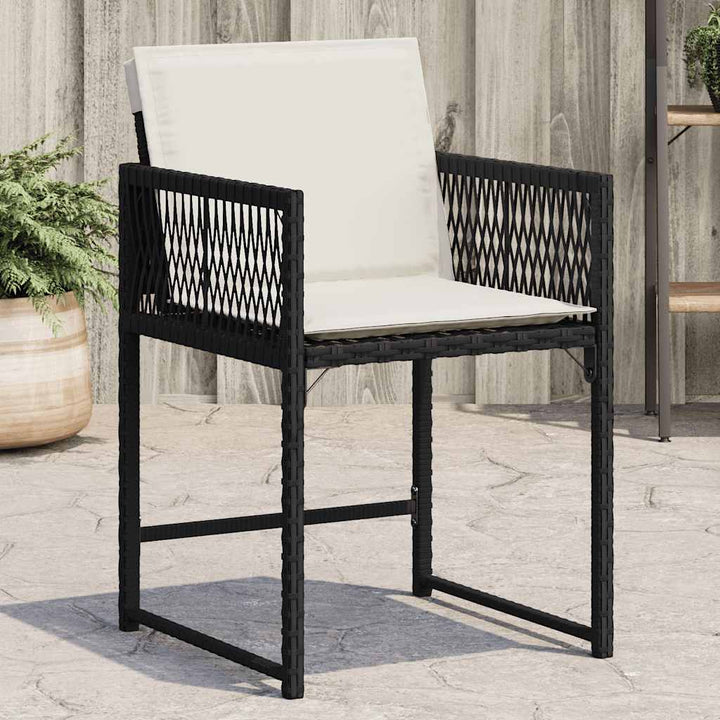 havestole med hynder 4 stk. polyrattan sort