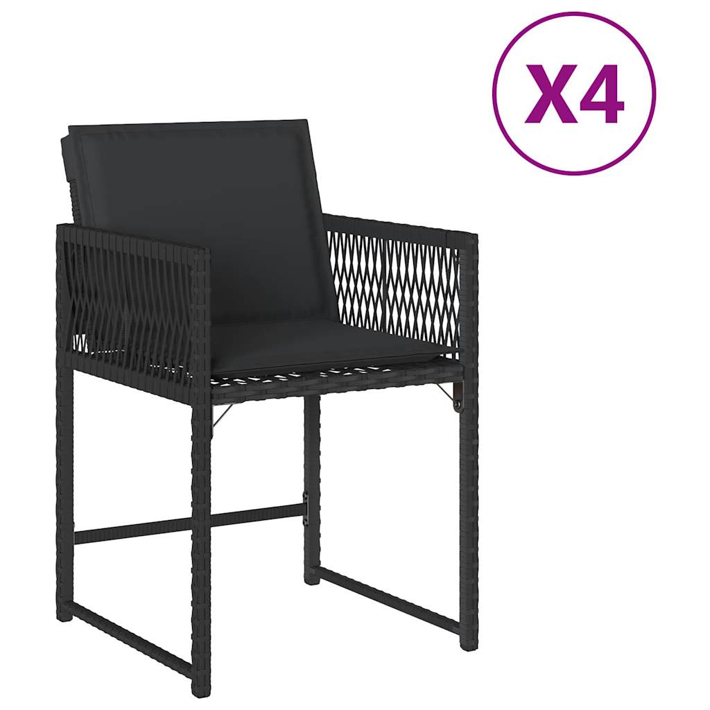 havestole med hynder 4 stk. polyrattan sort