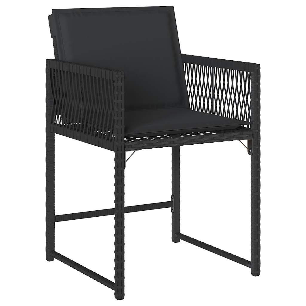 havestole med hynder 4 stk. polyrattan sort
