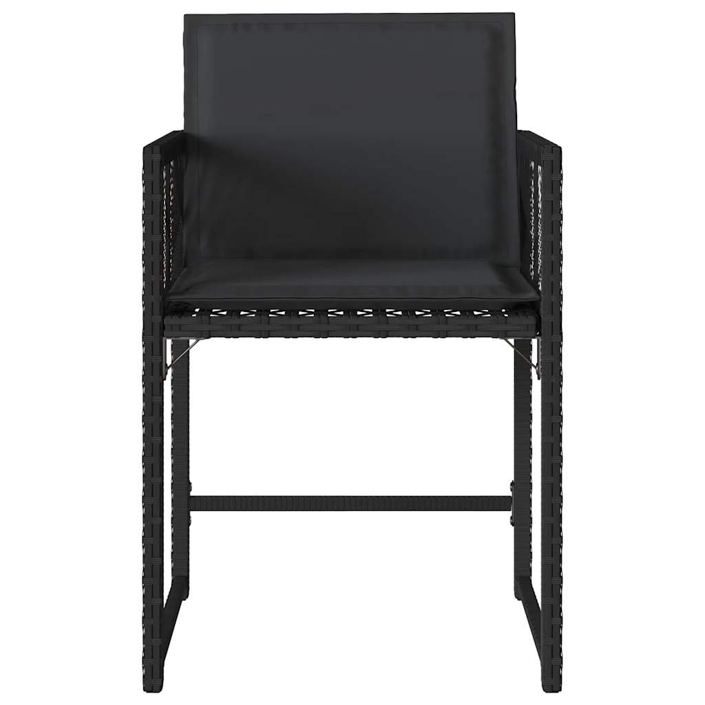 havestole med hynder 4 stk. polyrattan sort