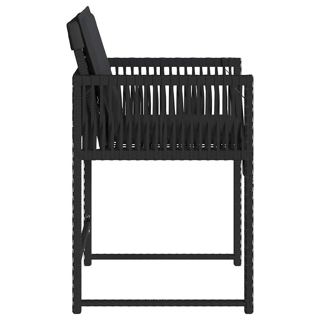 havestole med hynder 4 stk. polyrattan sort