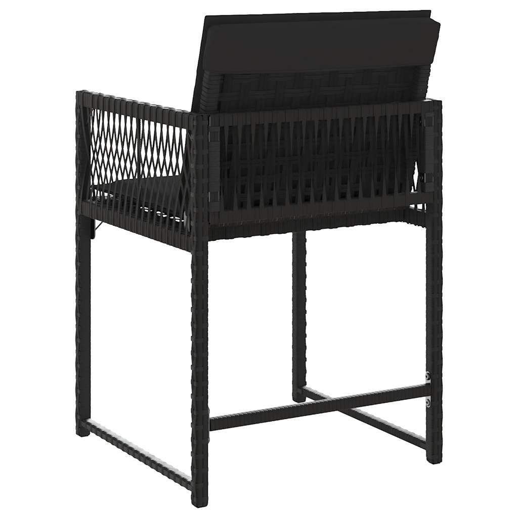 havestole med hynder 4 stk. polyrattan sort