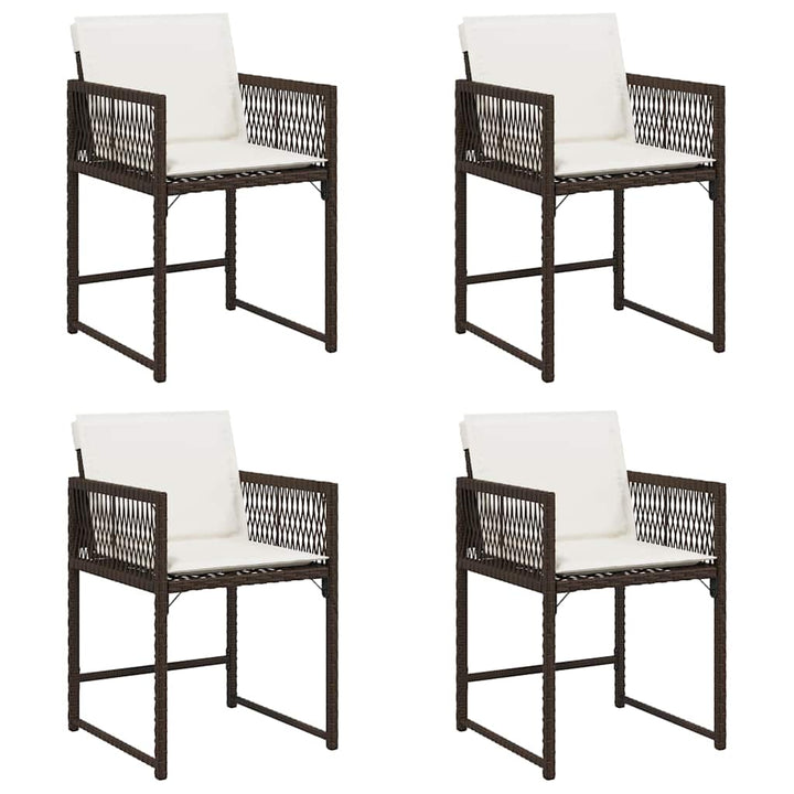 havestole 4 stk. med hynder polyrattan brun