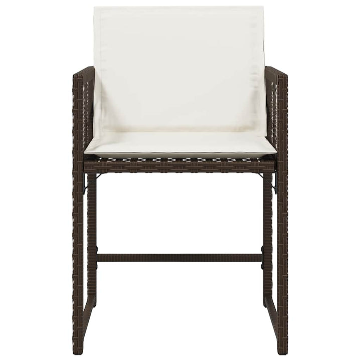 havestole 4 stk. med hynder polyrattan brun