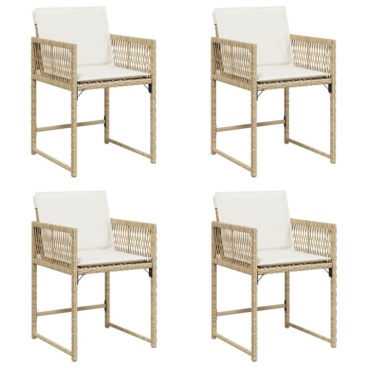 havestole 4 stk. med hynder polyrattan beige