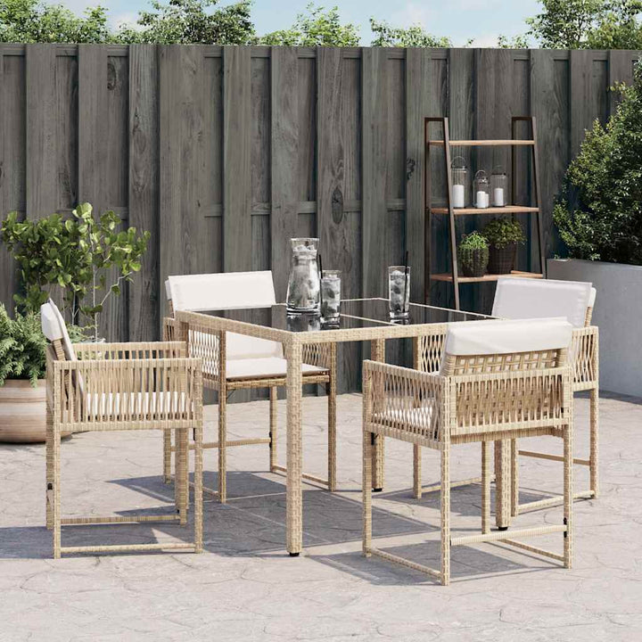 havestole 4 stk. med hynder polyrattan beige