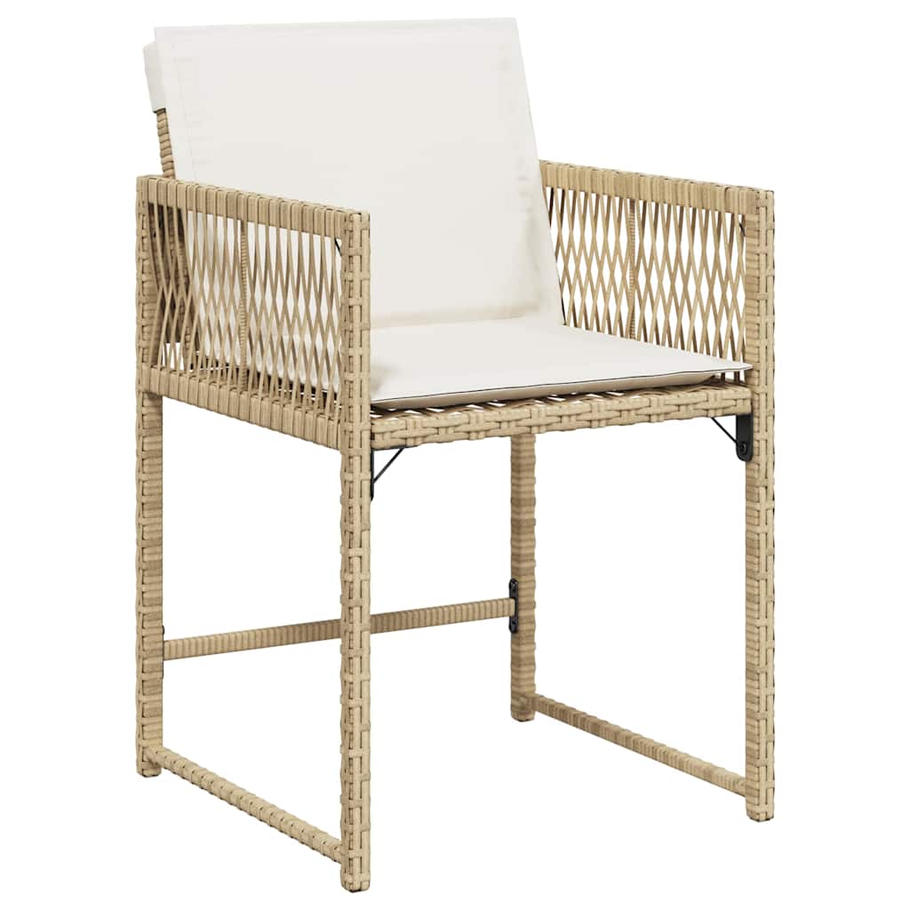 havestole 4 stk. med hynder polyrattan beige