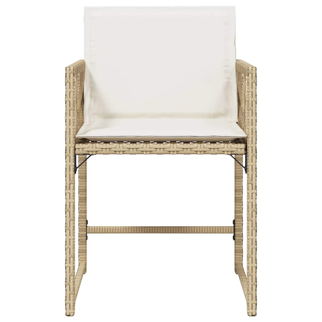 havestole 4 stk. med hynder polyrattan beige