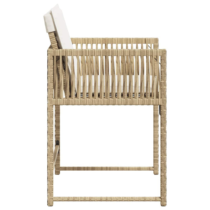 havestole 4 stk. med hynder polyrattan beige