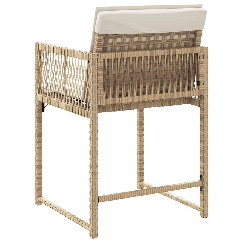 havestole 4 stk. med hynder polyrattan beige