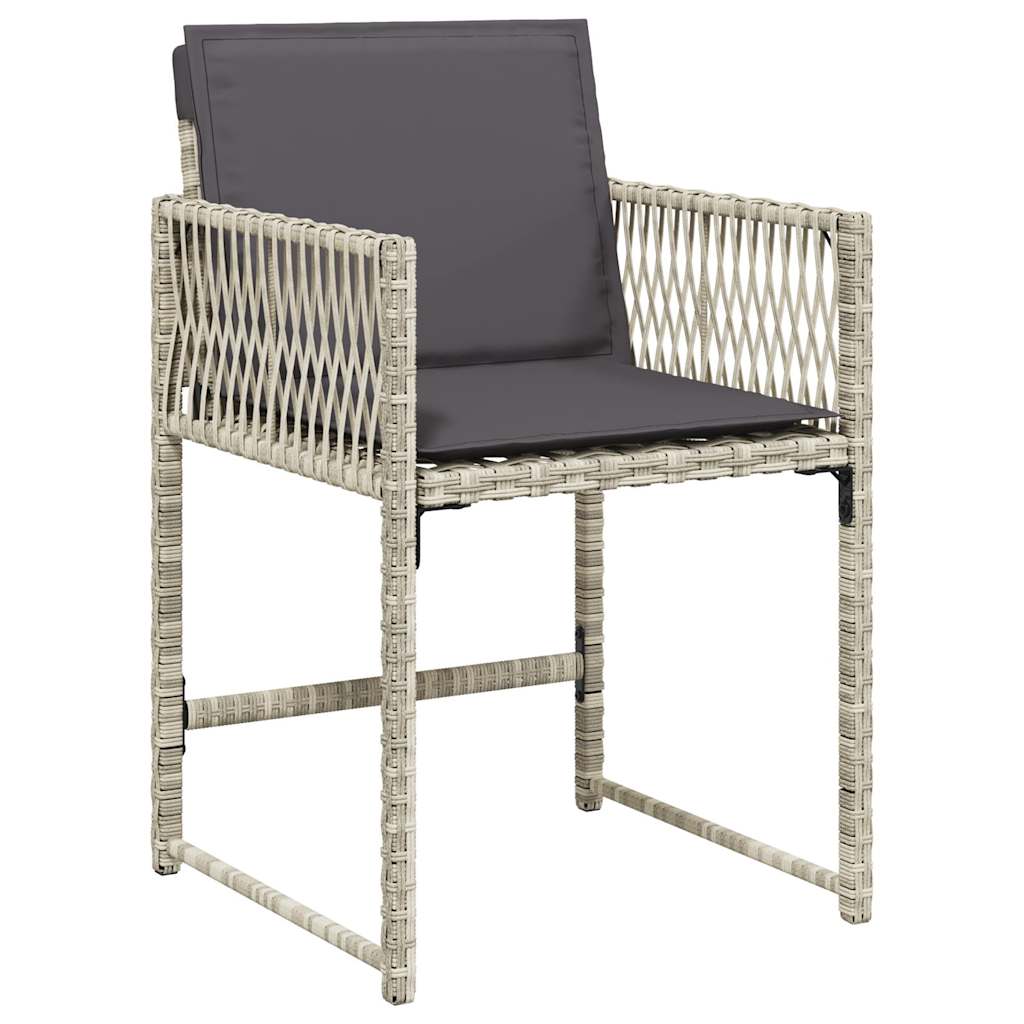havestole 4 stk. med hynder polyrattan lysegrå