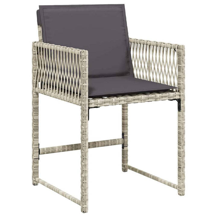 havestole 4 stk. med hynder polyrattan lysegrå