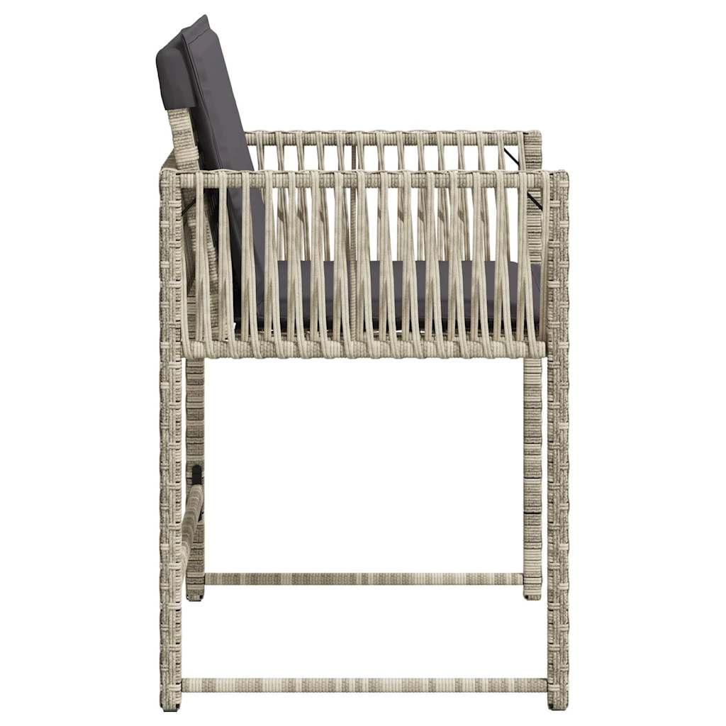 havestole 4 stk. med hynder polyrattan lysegrå