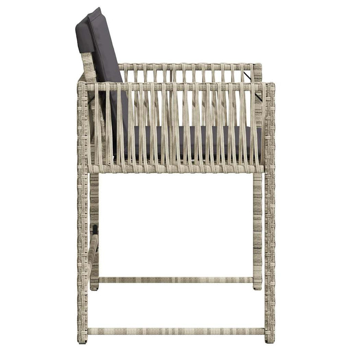 havestole 4 stk. med hynder polyrattan lysegrå