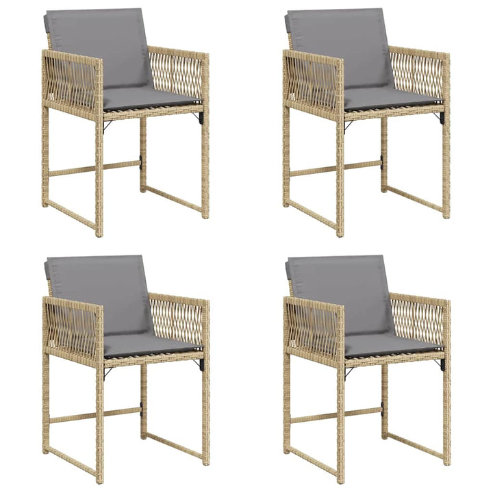 havestole 4 stk. med hynder polyrattan blandet beige