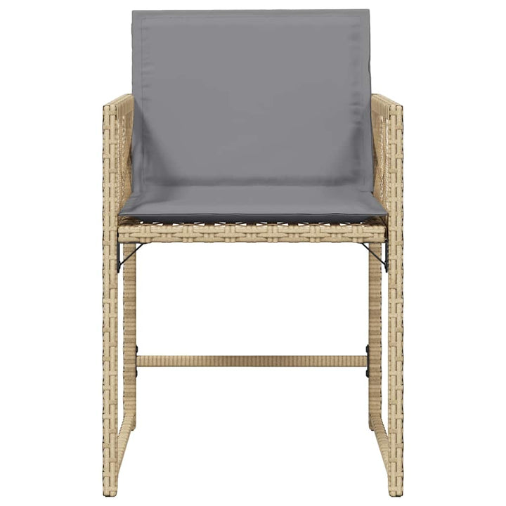 havestole 4 stk. med hynder polyrattan blandet beige