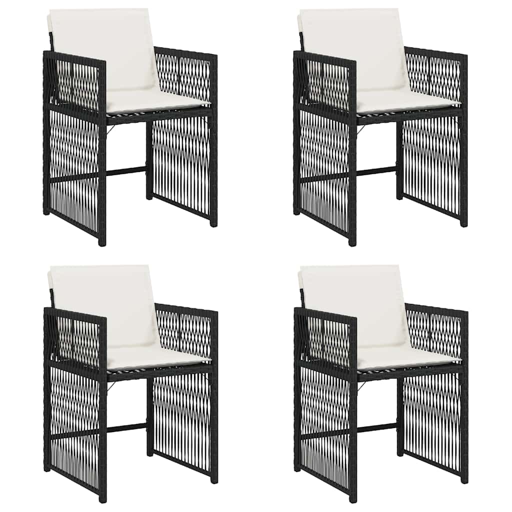 havestole med hynder 4 stk. polyrattan sort