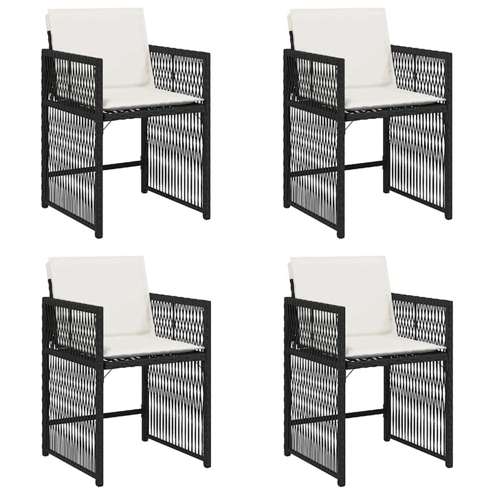 havestole med hynder 4 stk. polyrattan sort