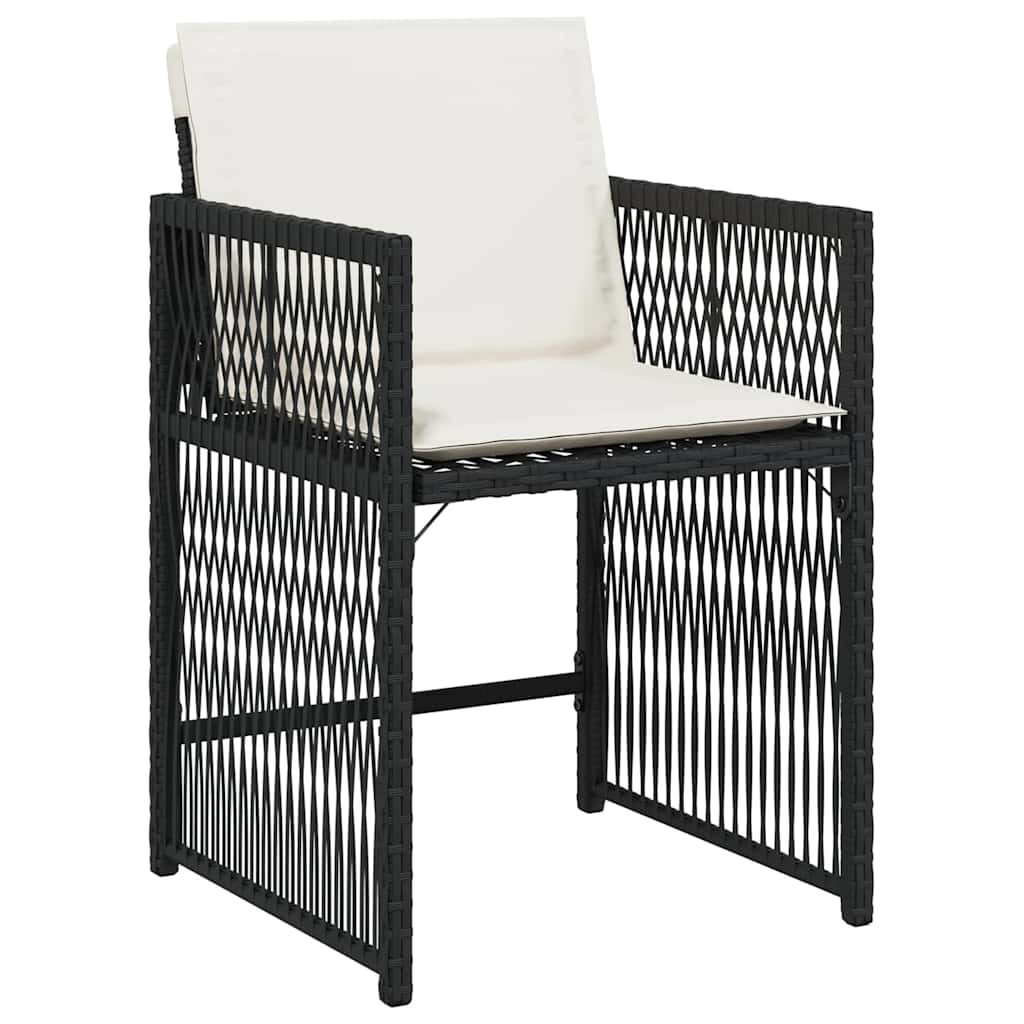 havestole med hynder 4 stk. polyrattan sort