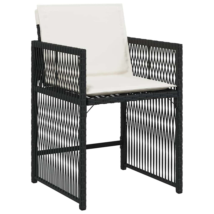 havestole med hynder 4 stk. polyrattan sort