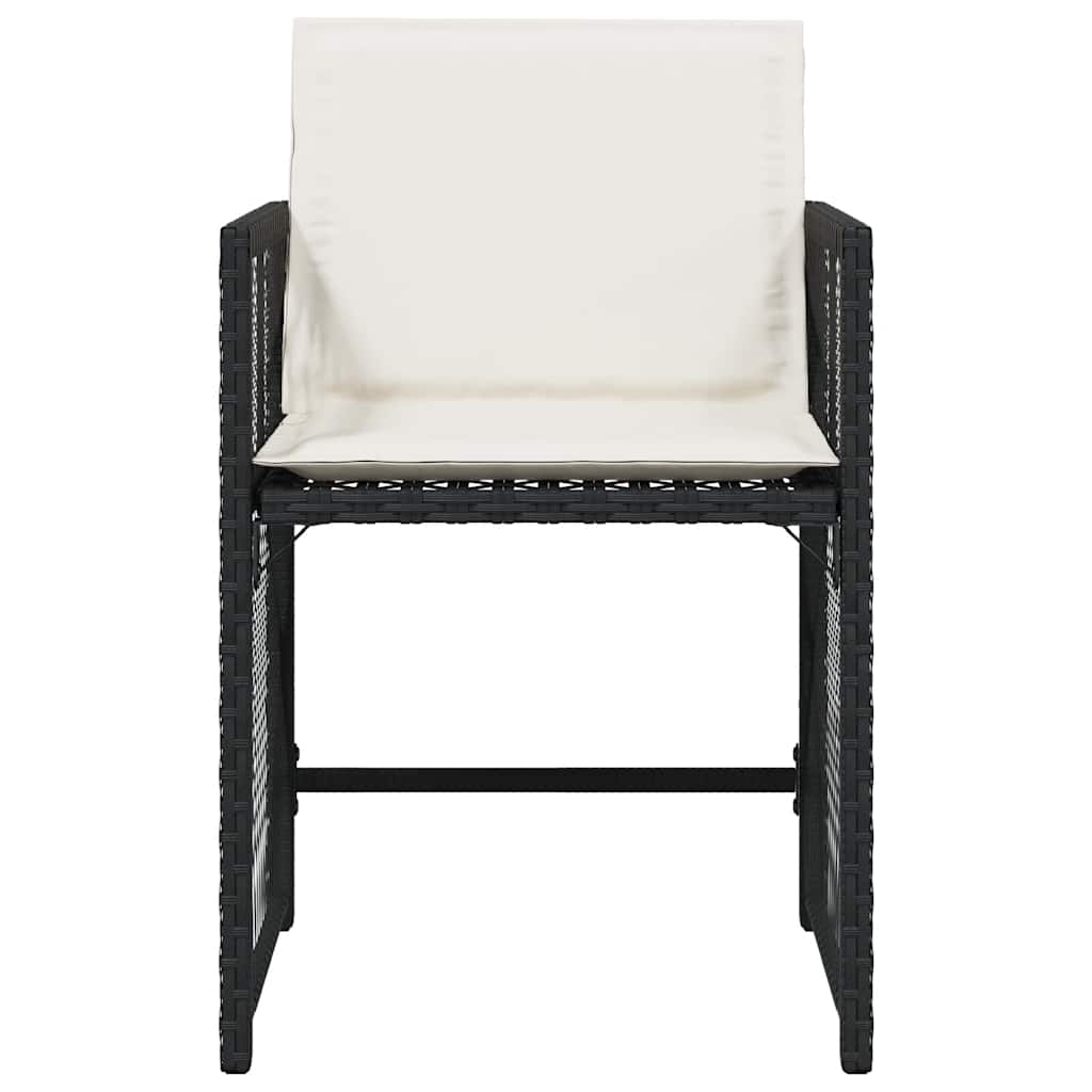 havestole med hynder 4 stk. polyrattan sort