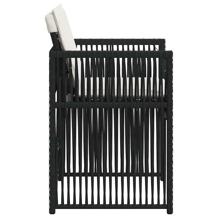 havestole med hynder 4 stk. polyrattan sort