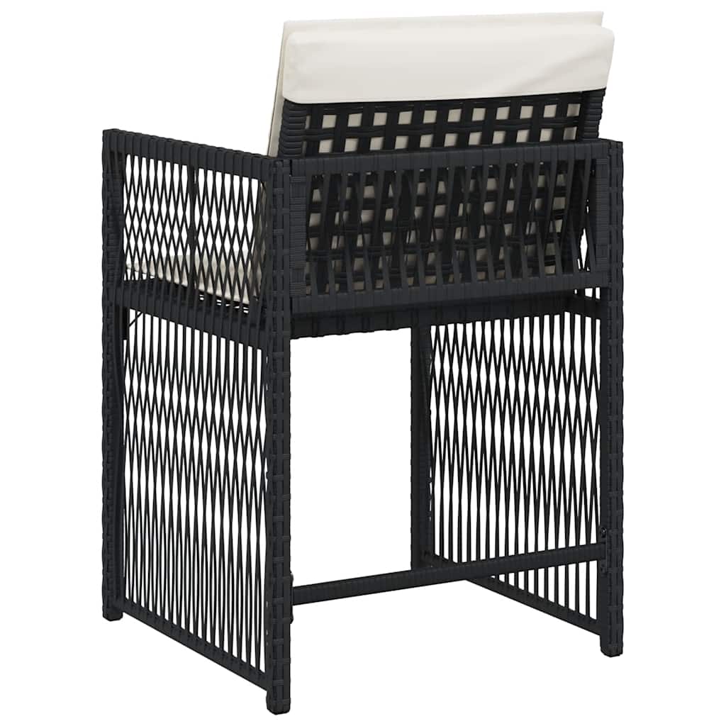 havestole med hynder 4 stk. polyrattan sort