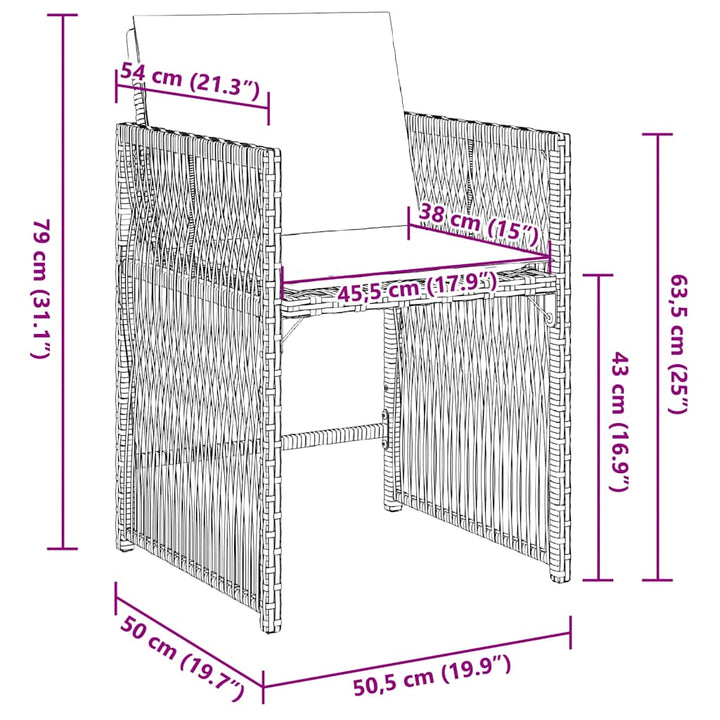 havestole med hynder 4 stk. polyrattan sort