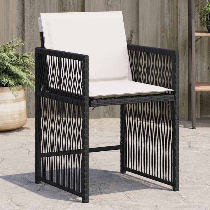 havestole med hynder 4 stk. polyrattan sort