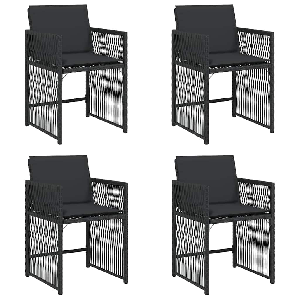 havestole med hynder 4 stk. polyrattan sort