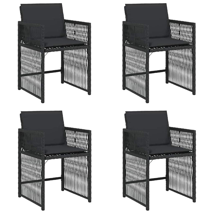 havestole med hynder 4 stk. polyrattan sort