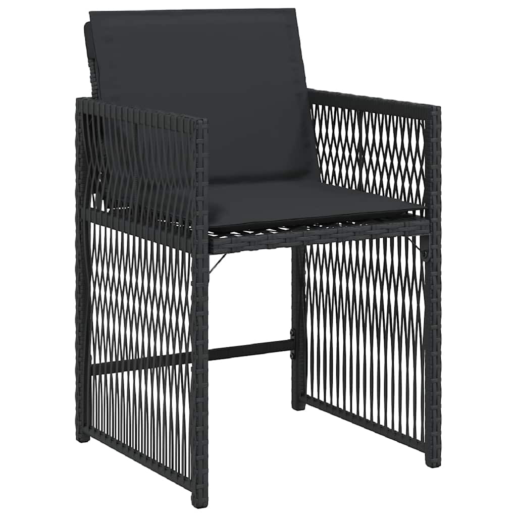 havestole med hynder 4 stk. polyrattan sort