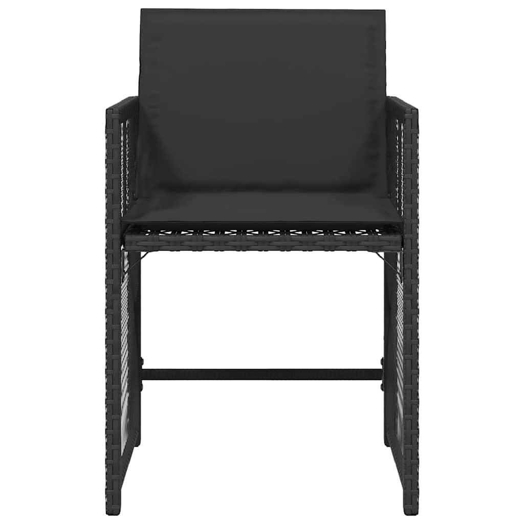 havestole med hynder 4 stk. polyrattan sort