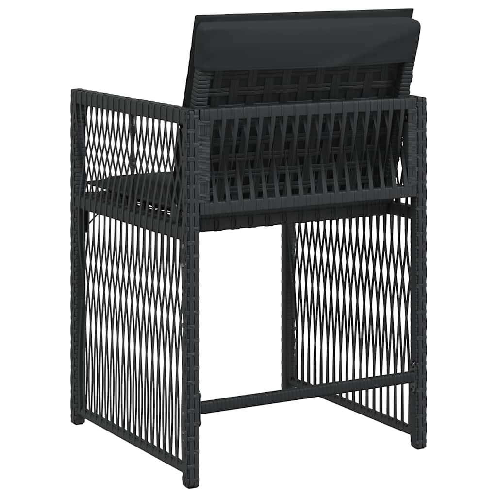 havestole med hynder 4 stk. polyrattan sort