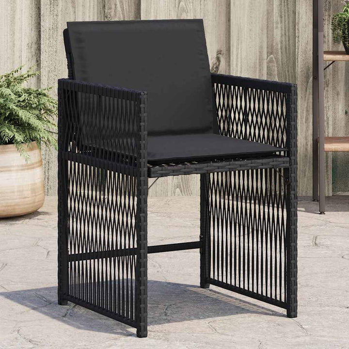 havestole med hynder 4 stk. polyrattan sort