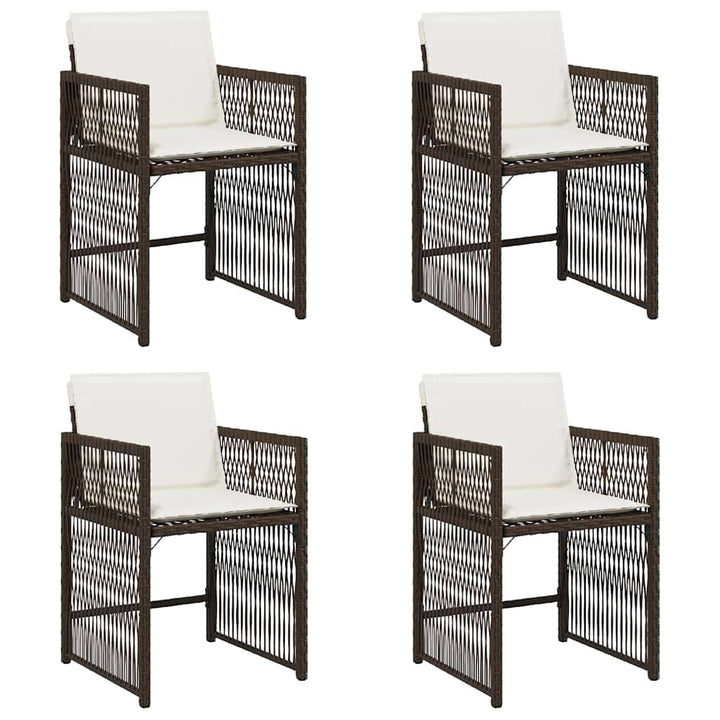 havestole 4 stk. med hynder polyrattan brun