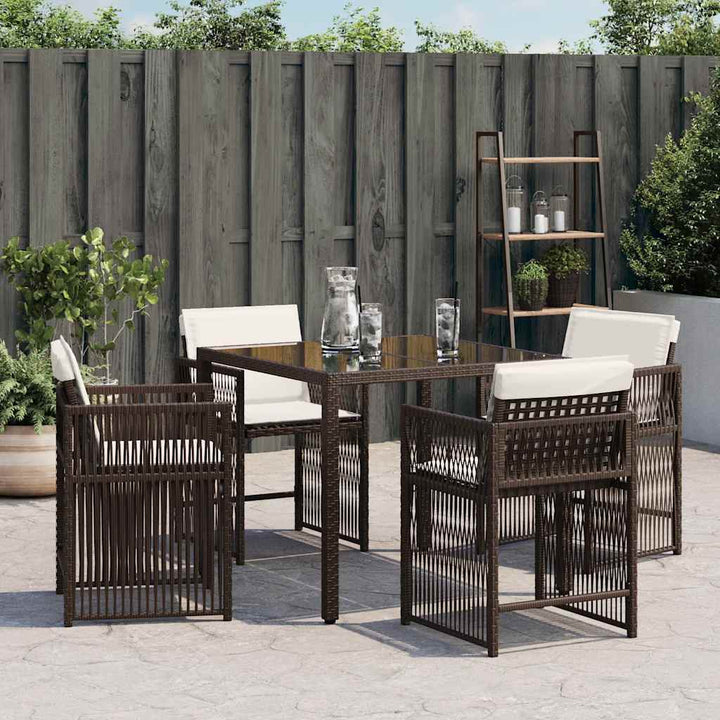 havestole 4 stk. med hynder polyrattan brun