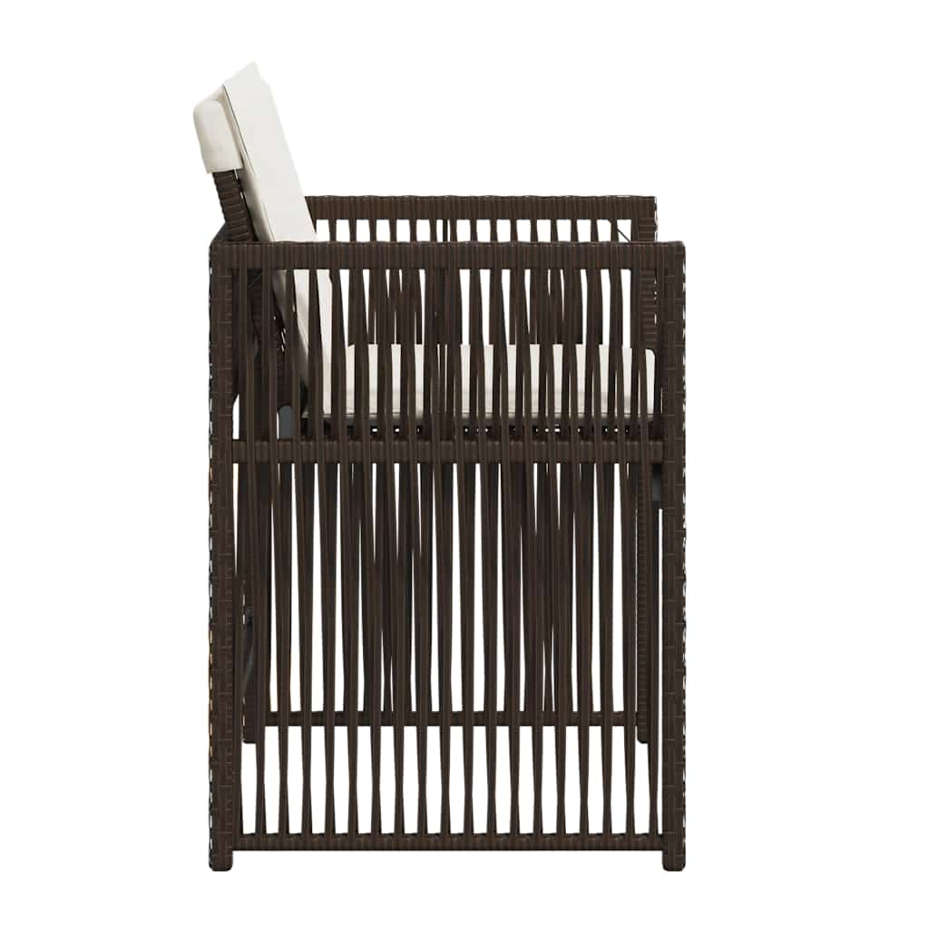 havestole 4 stk. med hynder polyrattan brun