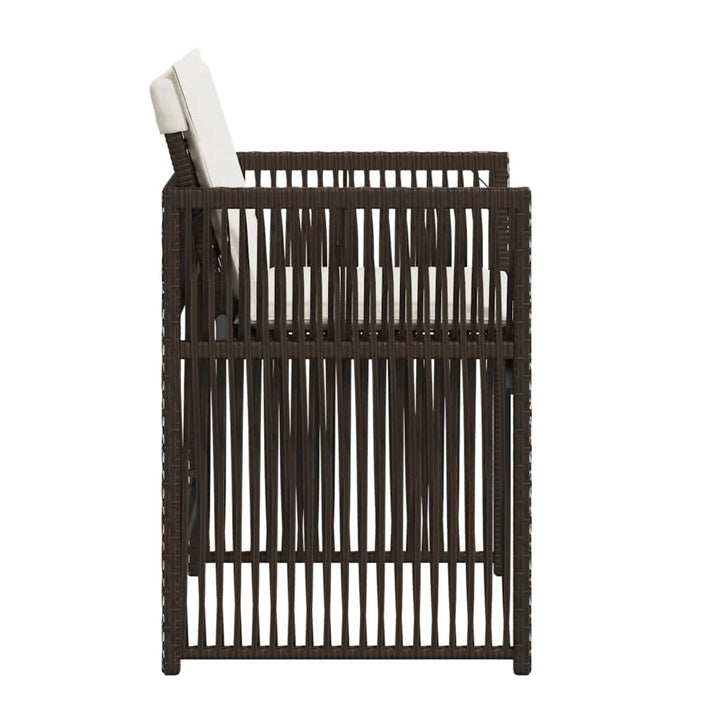 havestole 4 stk. med hynder polyrattan brun