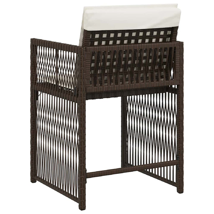 havestole 4 stk. med hynder polyrattan brun