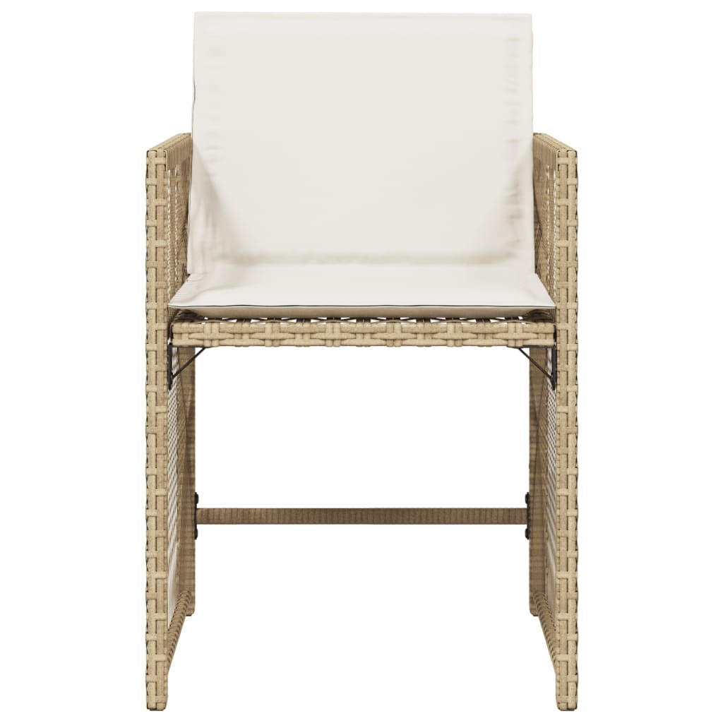 havestole 4 stk. med hynder polyrattan beige