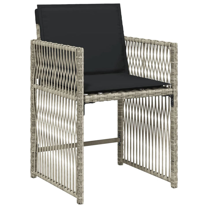 havestole 4 stk. med hynder polyrattan lysegrå