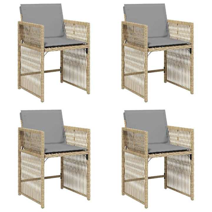 havestole 4 stk. med hynder polyrattan blandet beige