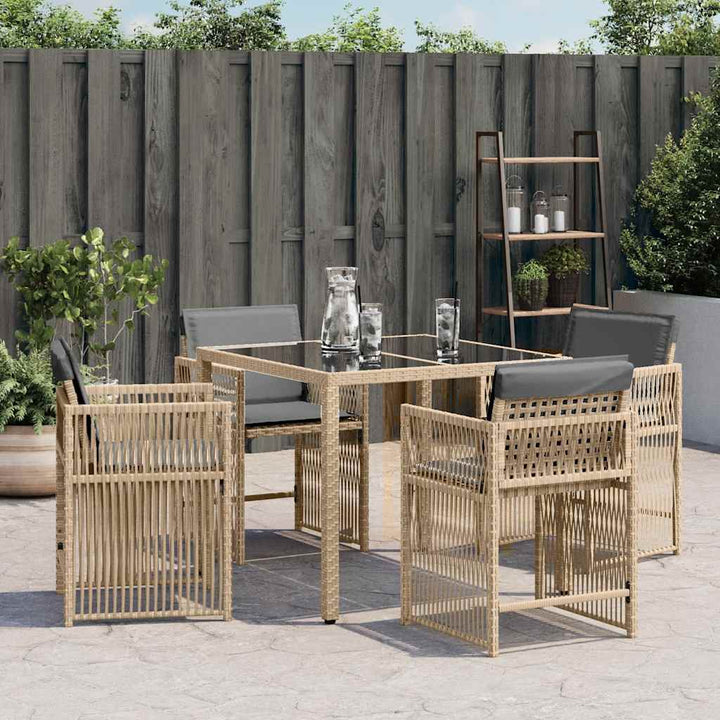 havestole 4 stk. med hynder polyrattan blandet beige