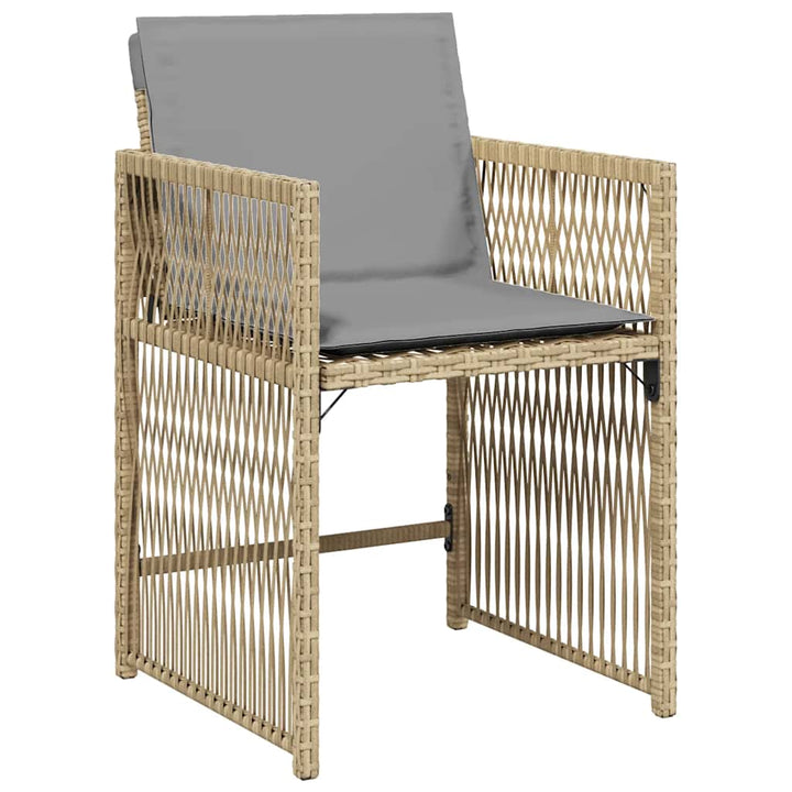 havestole 4 stk. med hynder polyrattan blandet beige