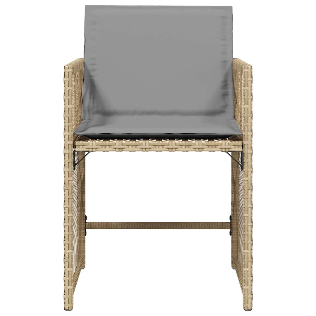 havestole 4 stk. med hynder polyrattan blandet beige